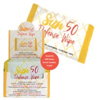 HA-AC-051 SUN 50 DEFENSE WIPES 50/BX RETAIL DISPLAY BOX SUNSCREEN